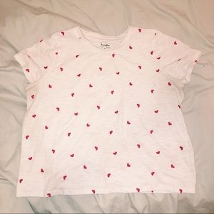 White T-shirt with red hearts